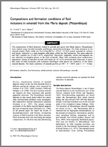 Compositions and formation conditions of fluid inclusions in emerald from the Maria deposit (Mozambique)